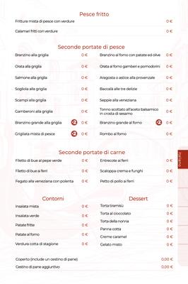 Listino à la carte per Trattoria Alla Scala